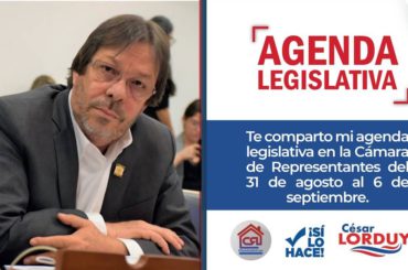 Agenda de Cesar Lorduy en la Cámara de Representantes del 31 de agosto al 6 de septiembre 1