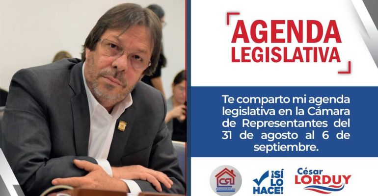 Agenda de Cesar Lorduy en la Cámara de Representantes del 31 de agosto al 6 de septiembre 1