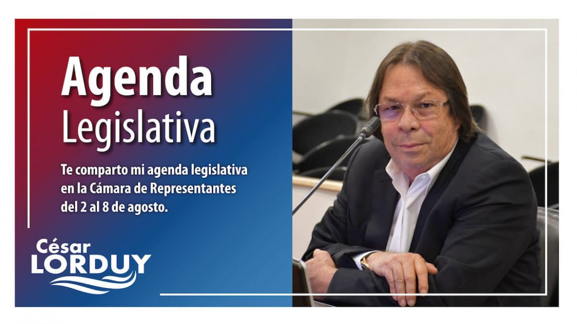 Agenda de Cesar Lorduy en la Cámara de Representantes del 2 al 8 de agosto Agenda Cesar Lorduy