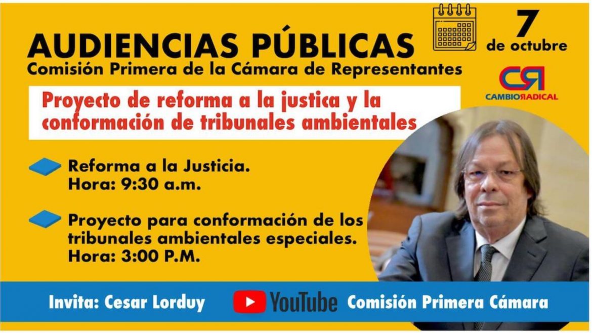 Proyecto de reforma a la justicia y la conformación de tribunales ambientales, los temas de audiencias públicas que organiza Cesar Lorduy Audiencias publicas 7 de octubre (1)